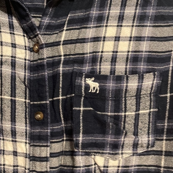 Abercrombie & Fitch long sleeve flannel shirt in blue and white size small NWOT - Picture 3 of 8